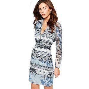 Reiss Valetta Wrap Print Shift Long Sleeve Dress 6